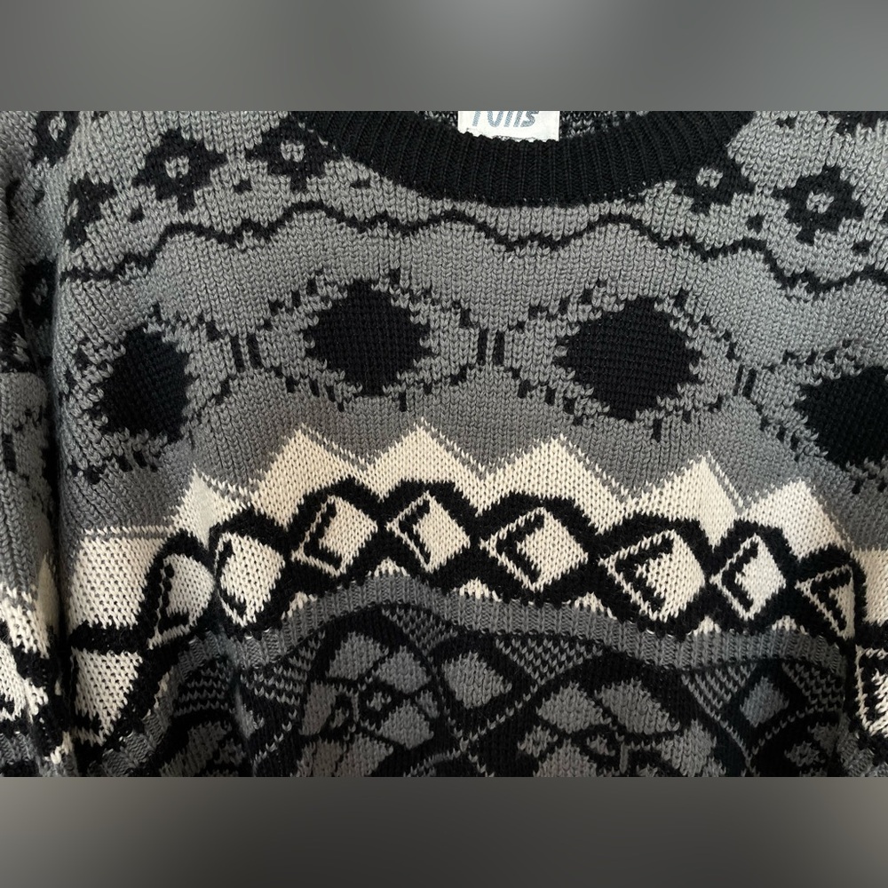 Vintage NILS XL wool Black‎ Winter Snow Ski Sweater 90s Extra Large Mens Women’s - Picture 3 of 8